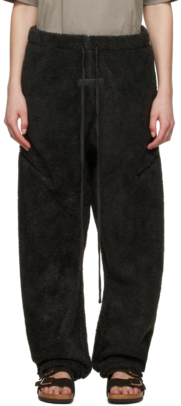 Essentials Black Polyester Lounge Pants In Iron