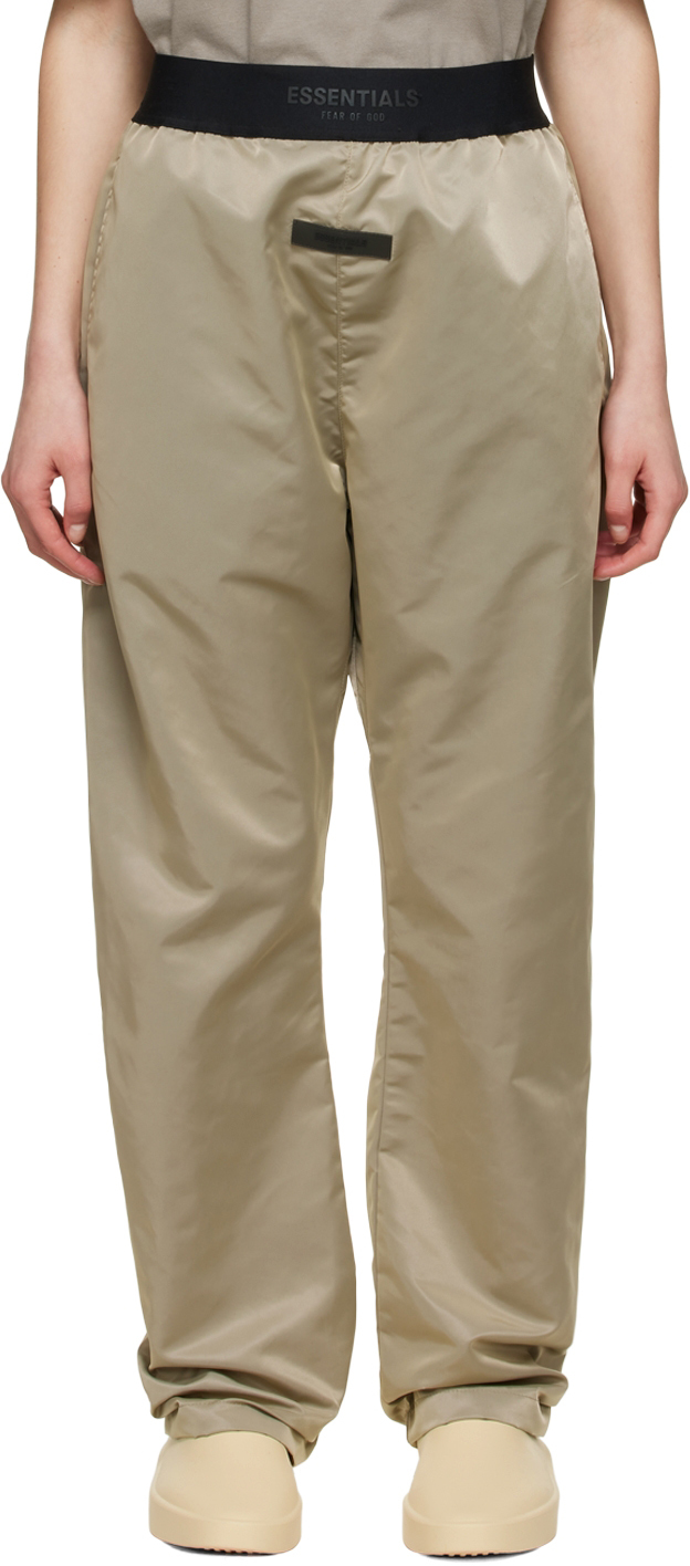 Essentials Tan Nylon Trousers In Oak