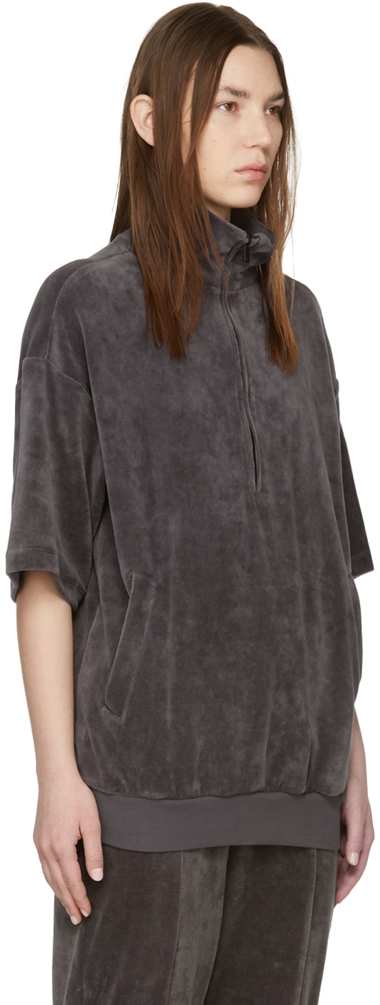 ESSENTIALS BLACK VELOUR SHORT SLEEVE TURTLENECK