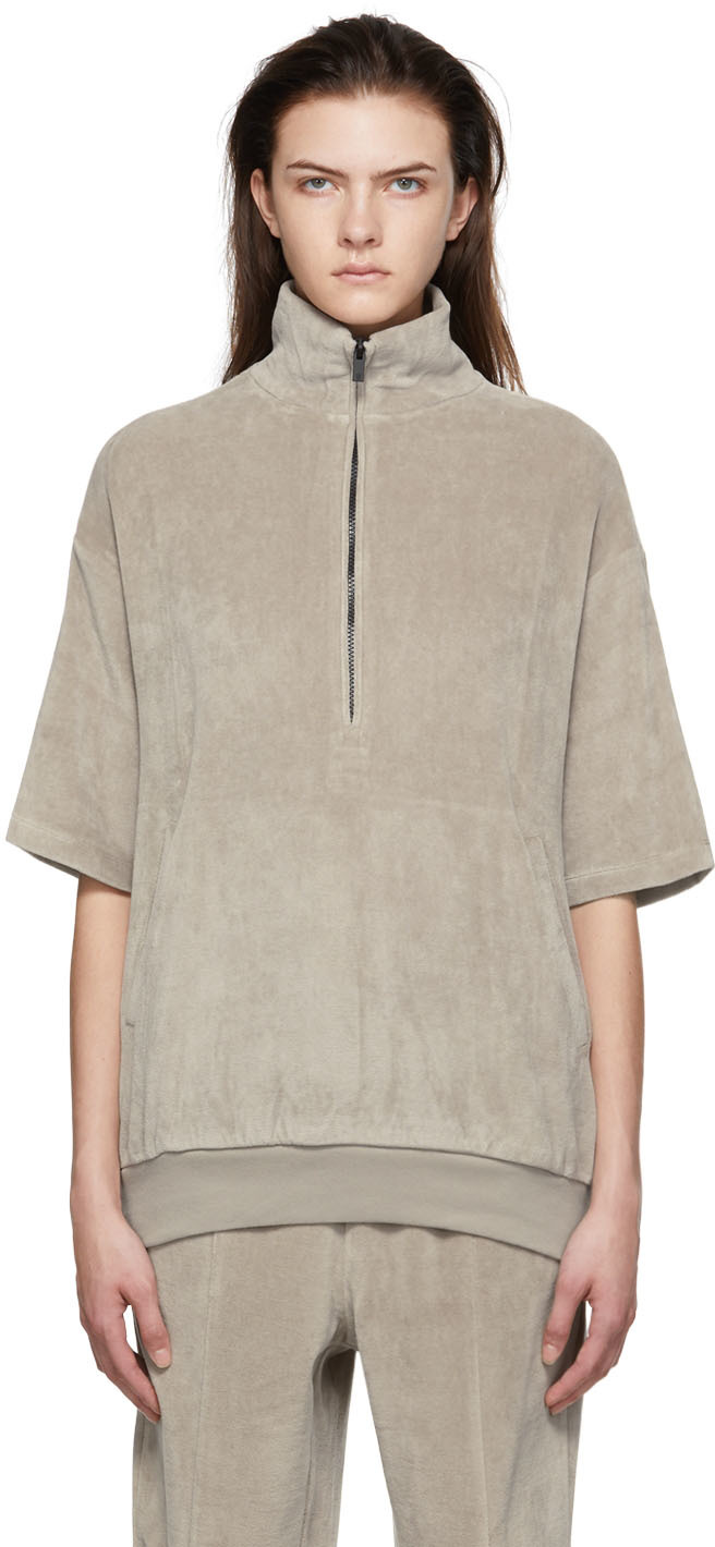 Essentials Taupe Cotton Turtleneck In Desert Taupe