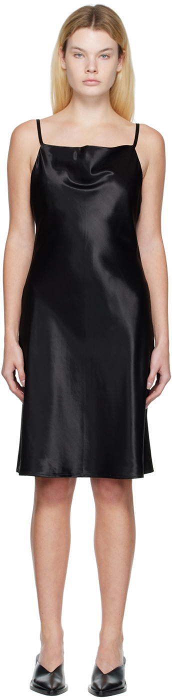 Black Cowl-Neck Slip Minidress