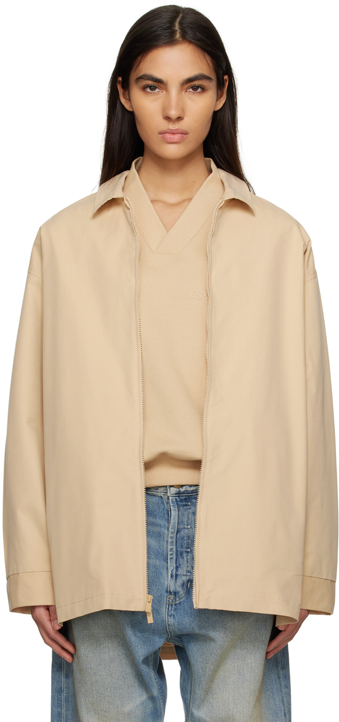 Essentials Beige Zip Jacket In Sand