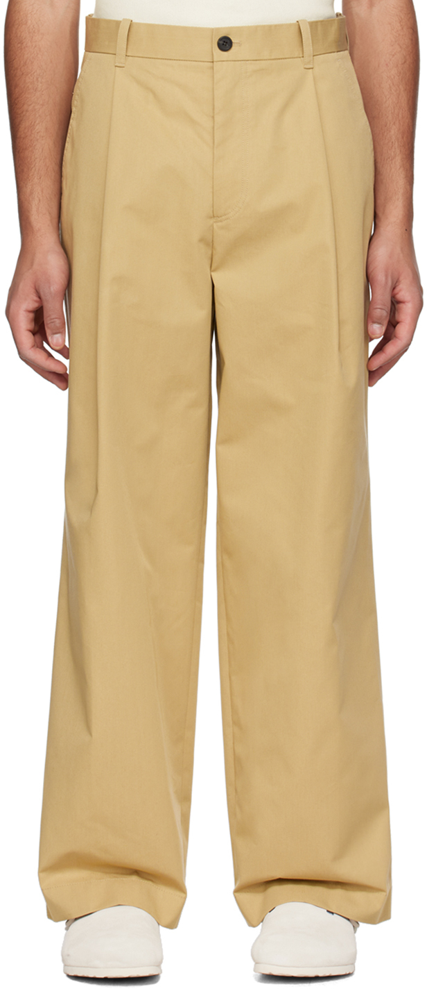 Beige Tucked Trousers