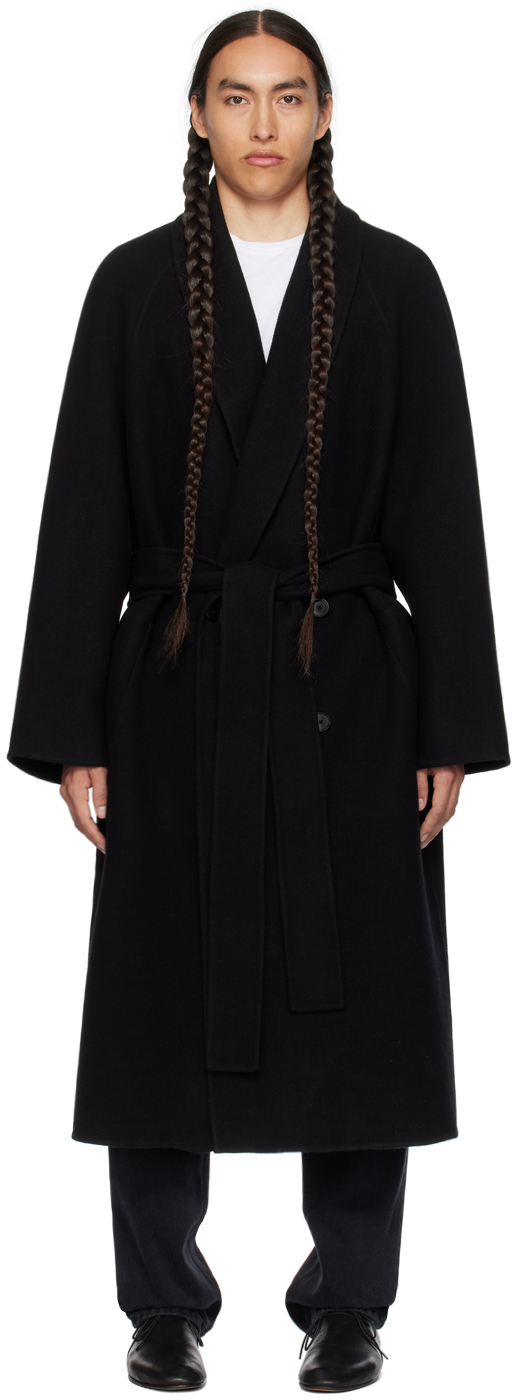 The Row Ferro Double Felted Wool Coat In Black