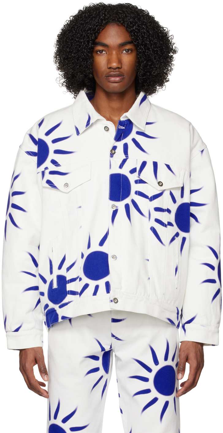 White Printed Denim Jacket