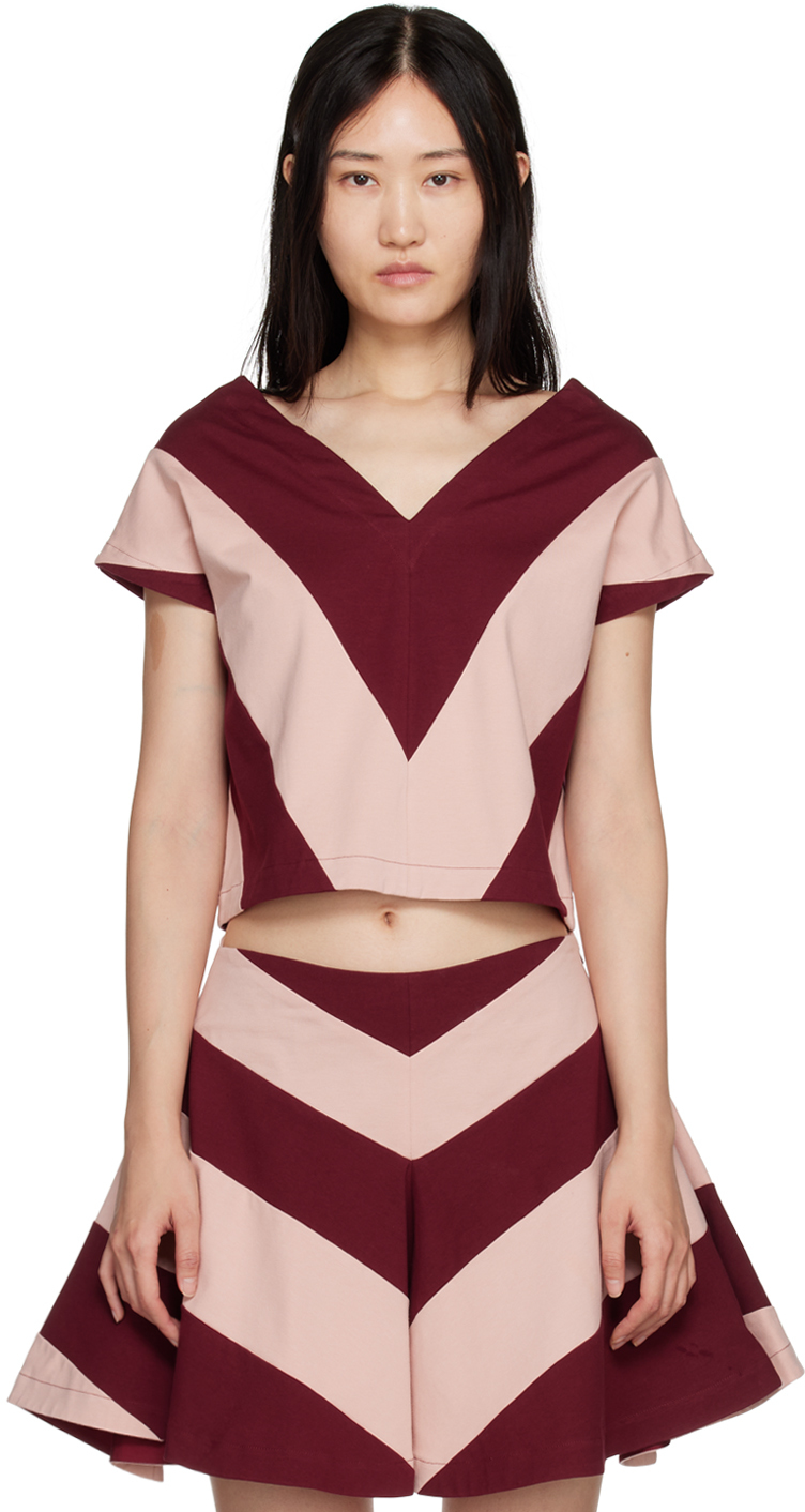 Rose Murdoch Burgundy & Pink Jack Top In Ballet