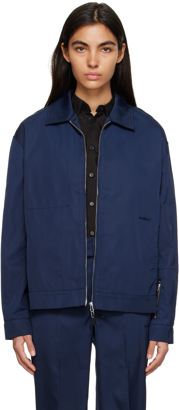Soulland Windom Embroidered-logo Jacket In Navy
