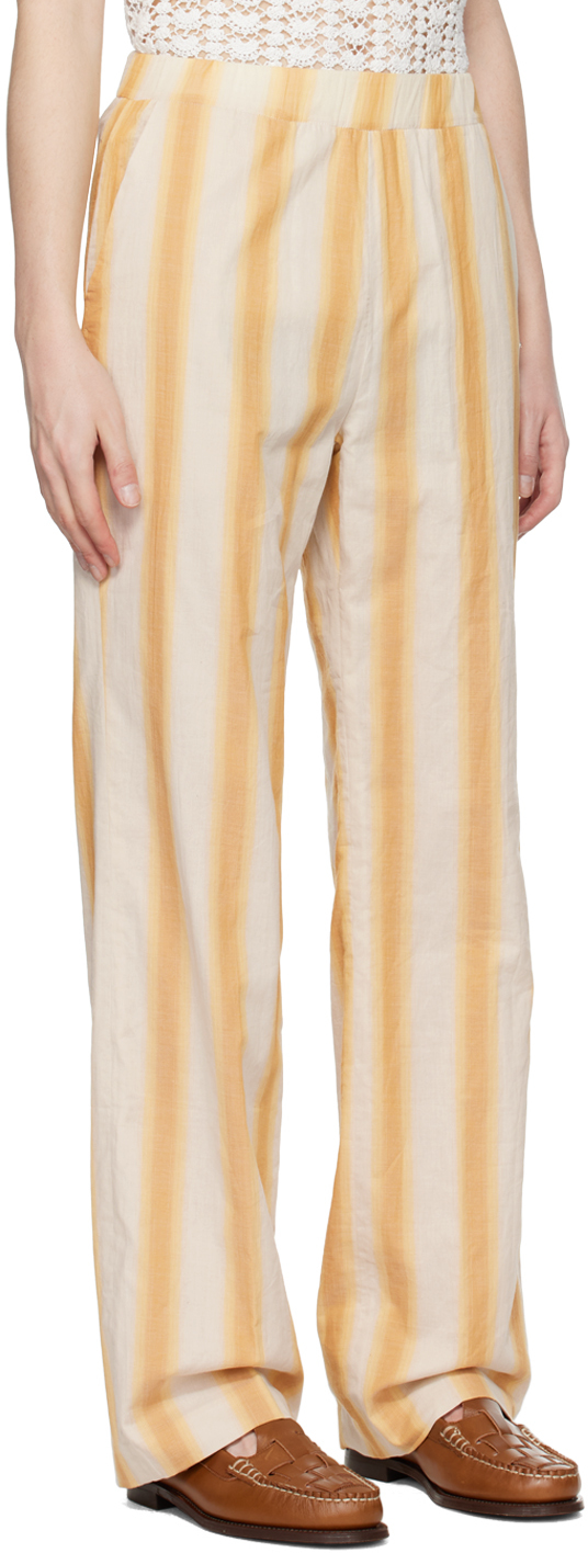 Young N Sang Beige Striped Trousers In Beige
