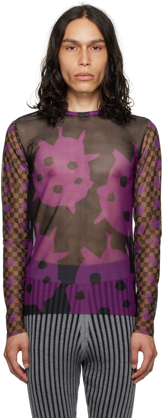 SSENSE Exclusive Purple & Black Long Sleeve T-Shirt