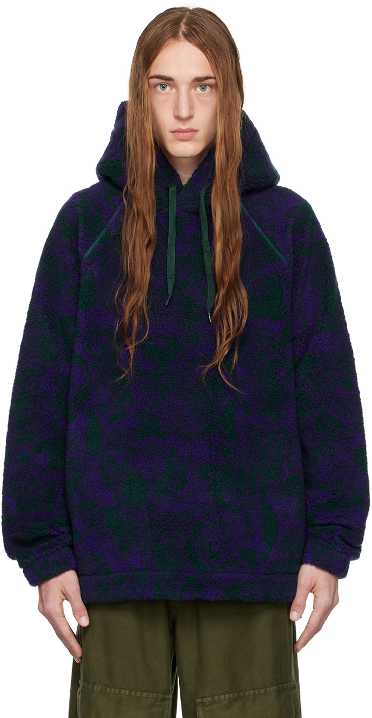 Burberry Rose Print Fleece Hoodie In Vine
