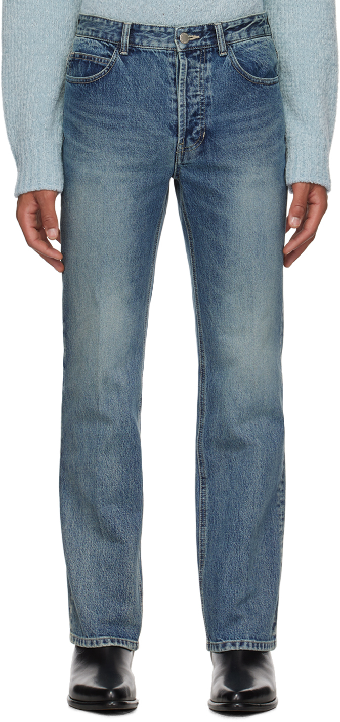 Blue Straight-Leg Jeans