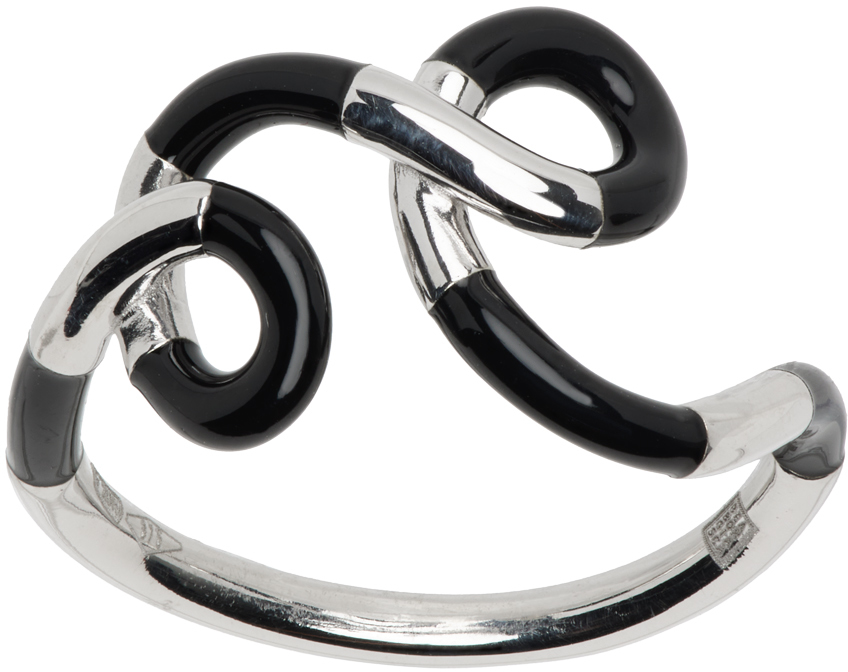 SSENSE Exclusive White Gold & Black Tetradic Ring