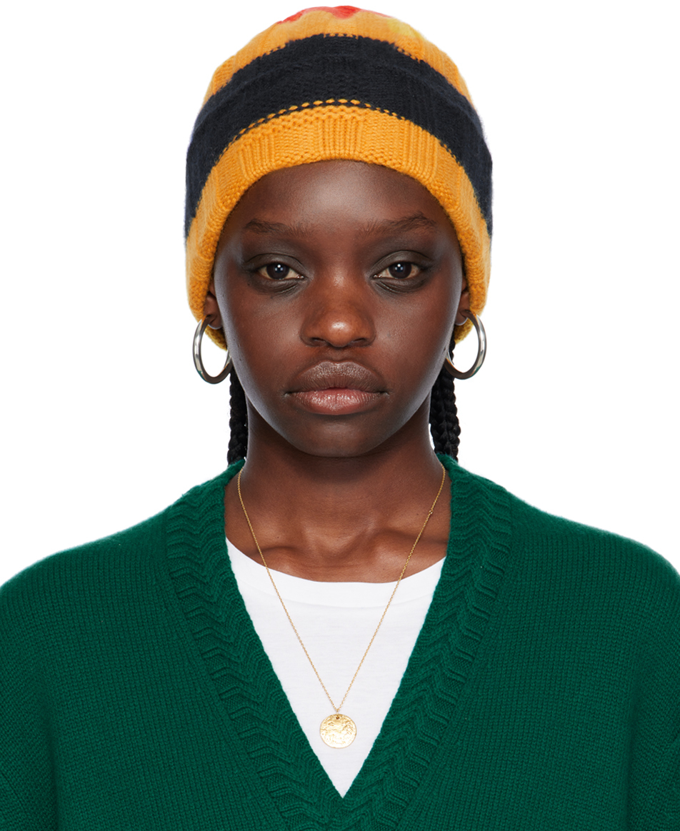 Guest In Residence Multicolor 'the Rib Stripe' Beanie In Honey/cherry/midnigh