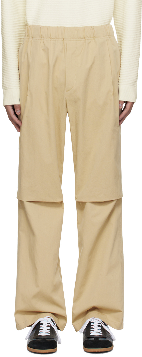 Beige Pleated Trousers