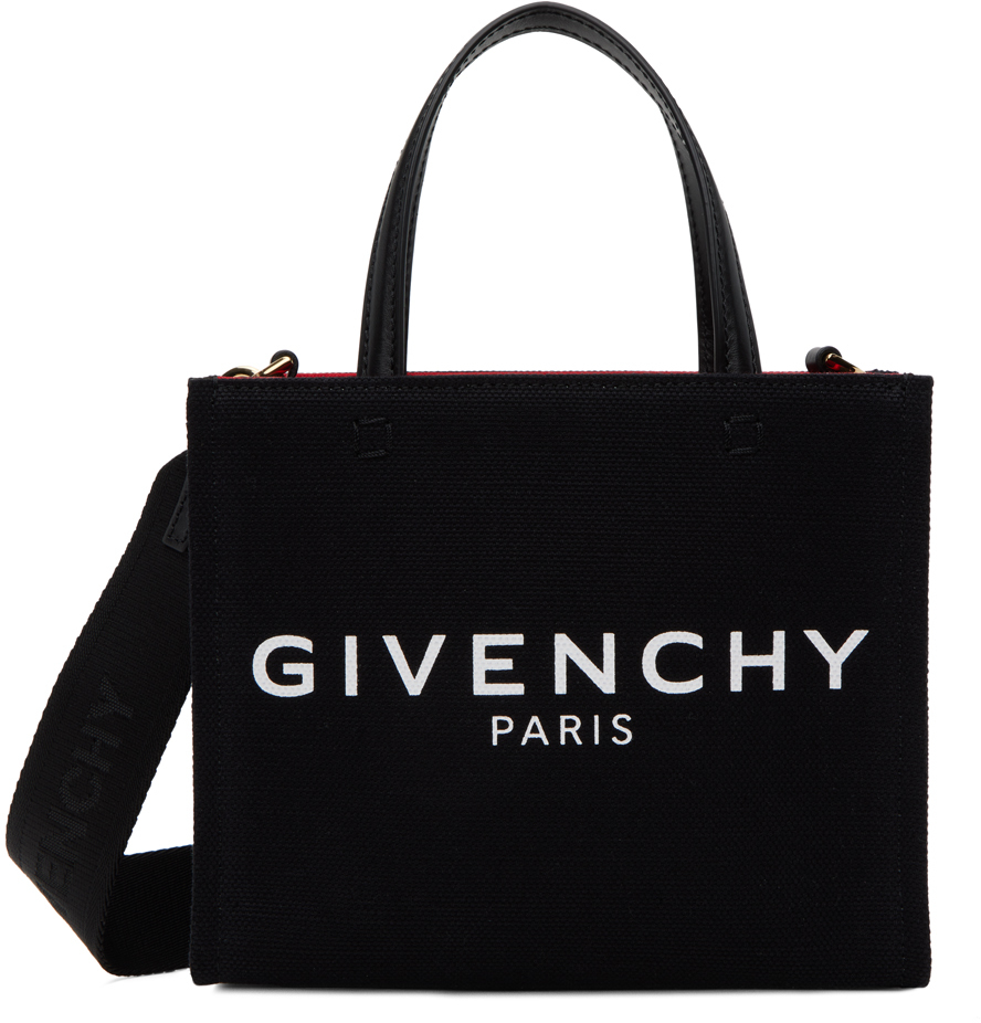 Givenchy G-tote Mini Shopping Bag In Canvas In 001-black