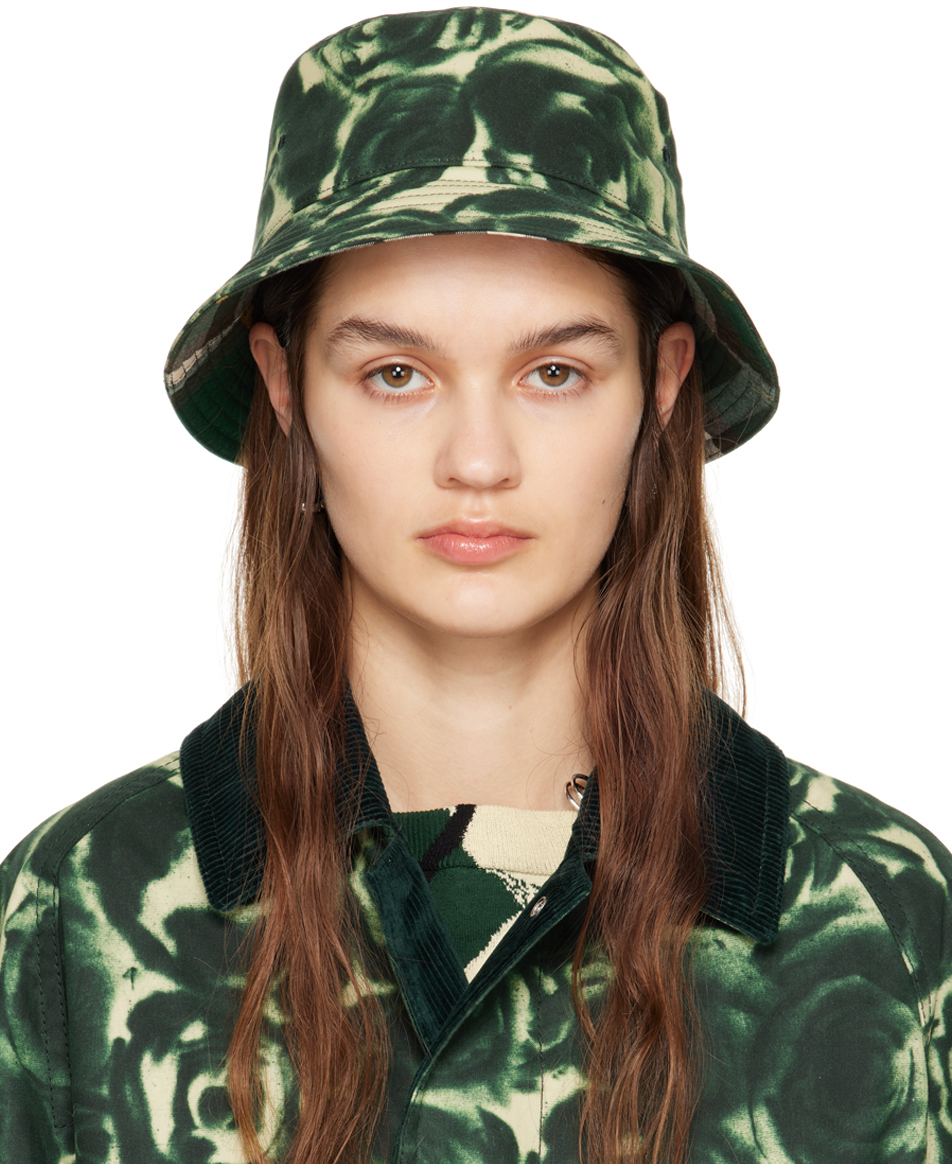 Green Rose Waxed Cotton Bucket Hat