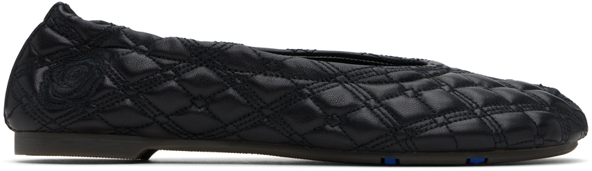 Black Leather Sadler Ballerina Flats