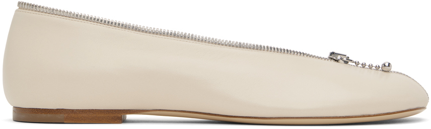 Off-White Leather Sadler Zip Ballerina Flats