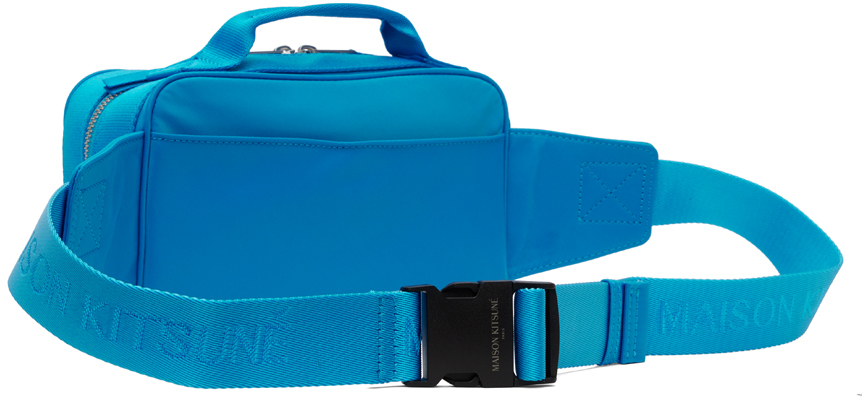 Shop Maison Kitsuné Blue 'the Traveller' Bag In P451 Enamel Blue