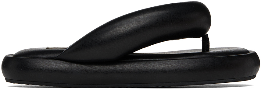 Black Vegan Leather 'Fluff Flops' Sandals