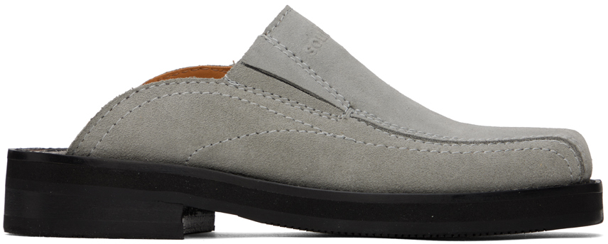 Soulland Gray Maja Suede Mules In Grey
