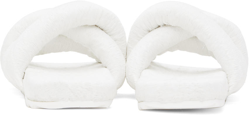 Yume Yume Crossover Strap Sliders In White Jacqaurd