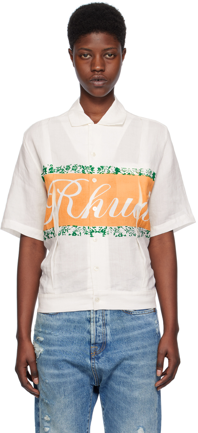 Rhude White Printed Shirt In 0060 Ivory