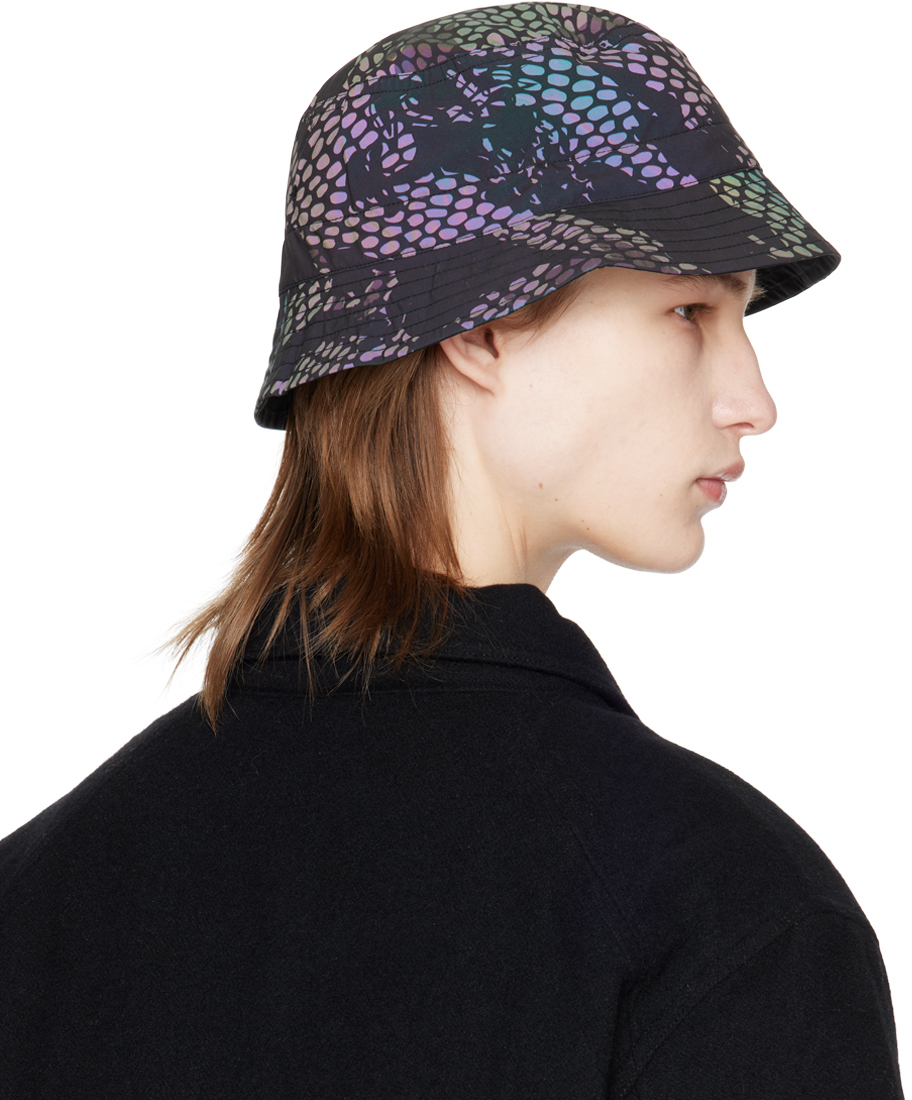Maharishi Black Camo Reflective Bucket Hat In Subdued Night