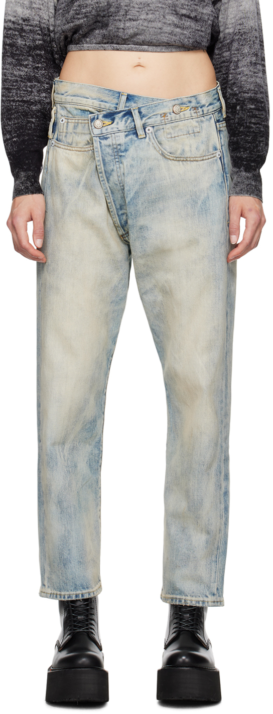 R13 Cross Over Jeans In Vintage Ash Blue
