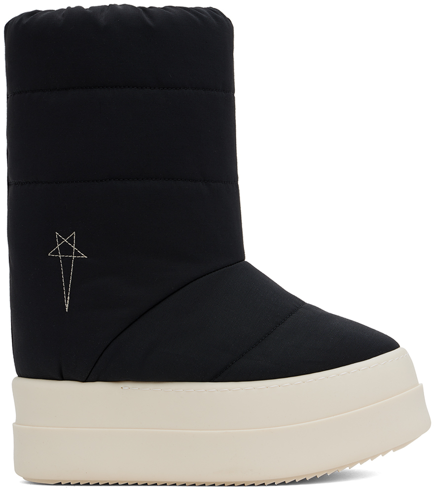 Rick Owens Drkshdw Black Porterville Mega Bumper Lunar Boots In 981 Black/pearl/milk
