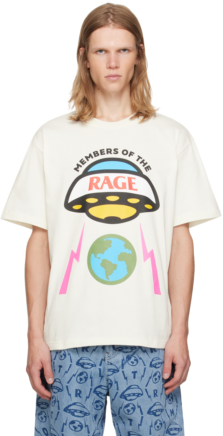 Members Of The Rage White Printed Hero Logo T-shirt In Star White