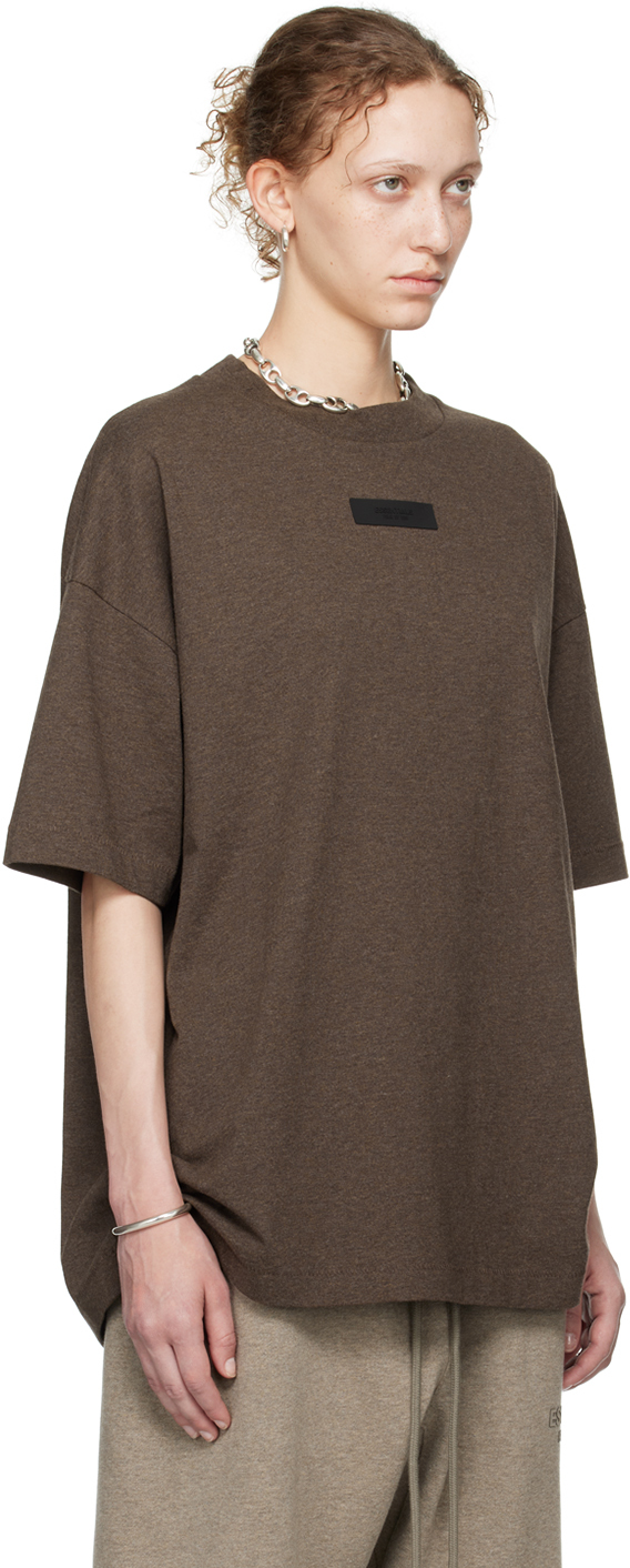 ESSENTIALS BROWN CREWNECK T-SHIRT