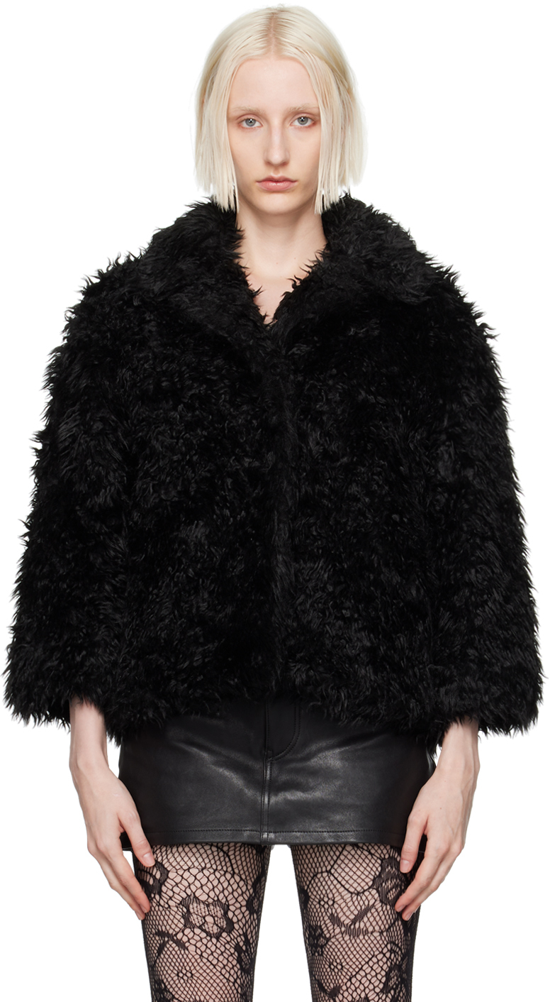 Marc Jacobs Black 'the Shaggy Lady' Faux-fur Jacket In 001 Black