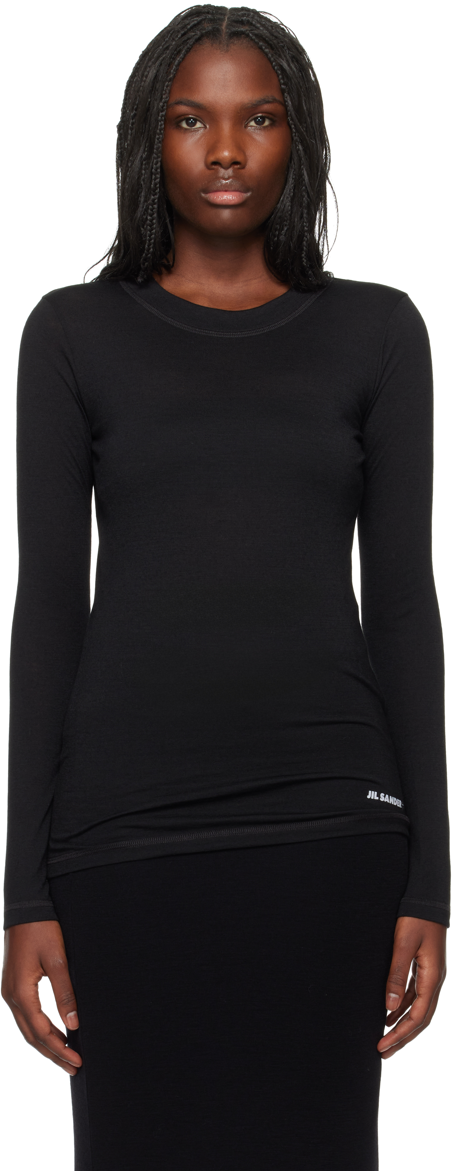 Shop Jil Sander Black Virgin Wool Blend T-shirt In 001 Black