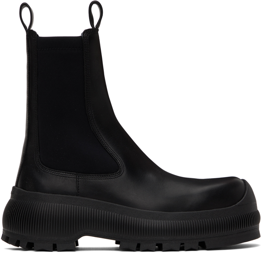 Jil Sander Black Calf Leather Chelsea Boots In 001 Black