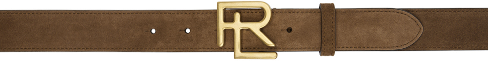 Ralph Lauren Brown Rl-buckle Calf-suede Belt In Suede Rl Belt Materi