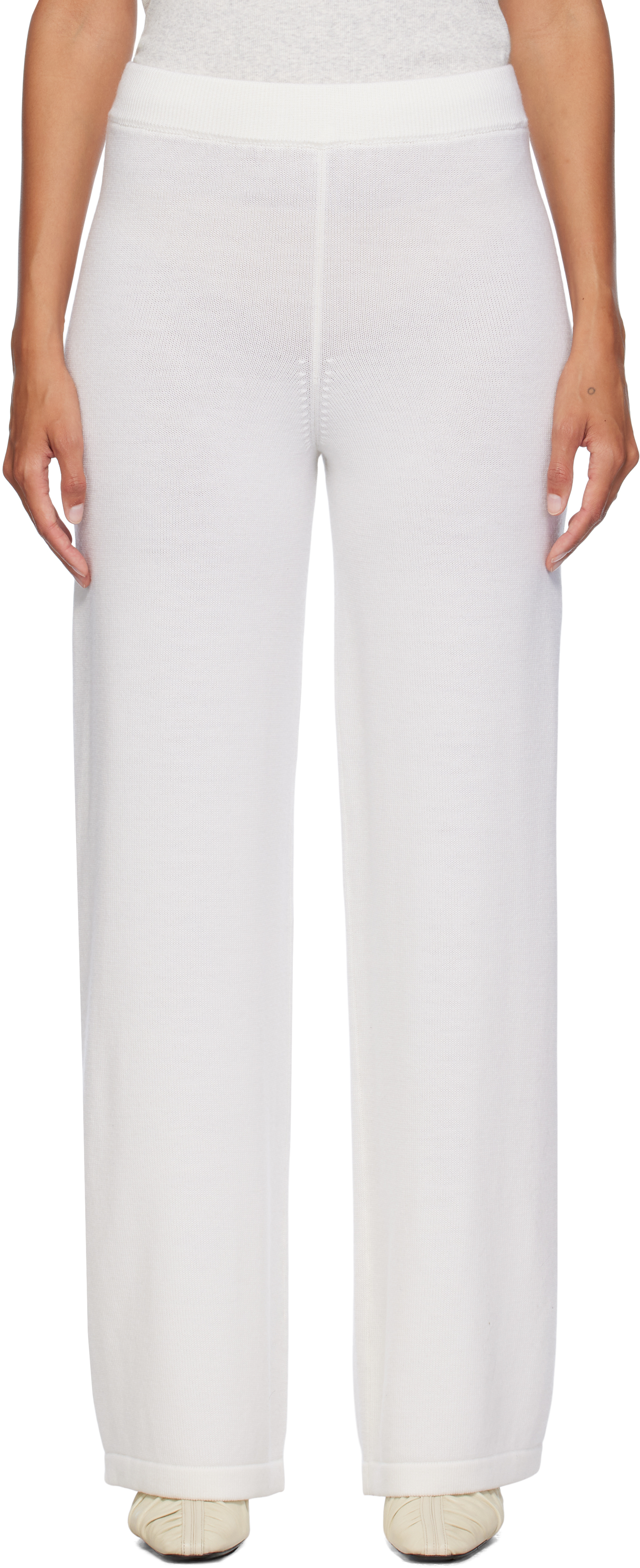 Max Mara White Epopea Lounge Pants In 001 White