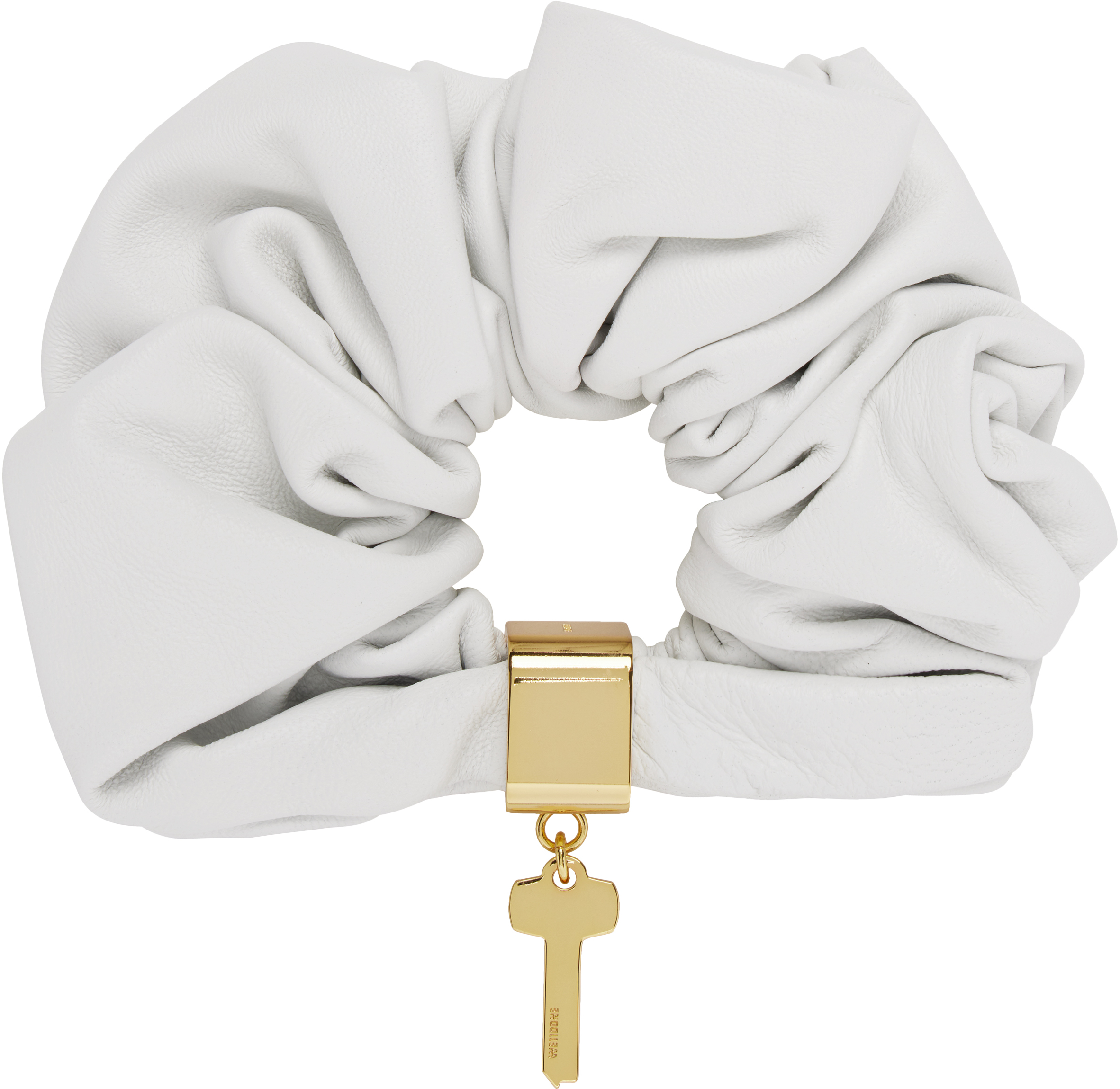We11 Done White Key Charm Leather Scrunchie