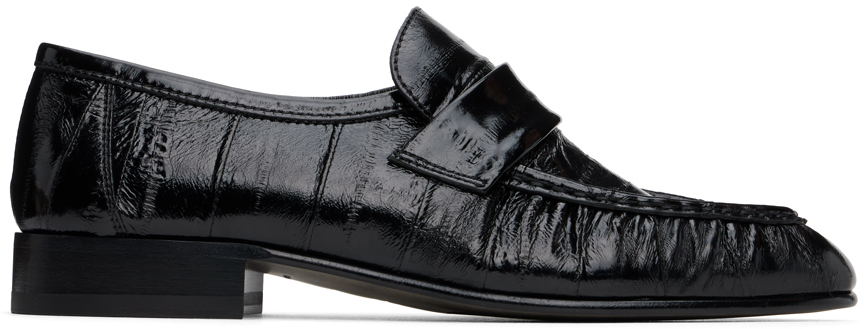 The Row Black Soft Loafers In Blk Black
