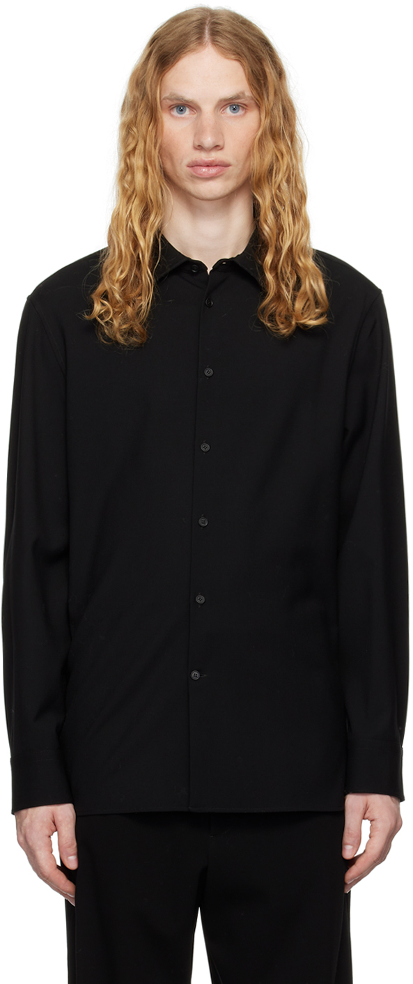 The Row Casey Wool Shirt In Blk Black