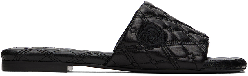 Black Leather Quilt Slides