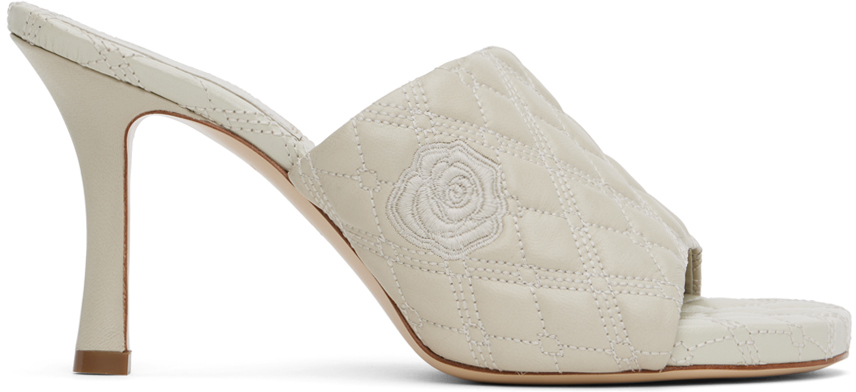 Off-White Leather Quilt Heeled Sandals