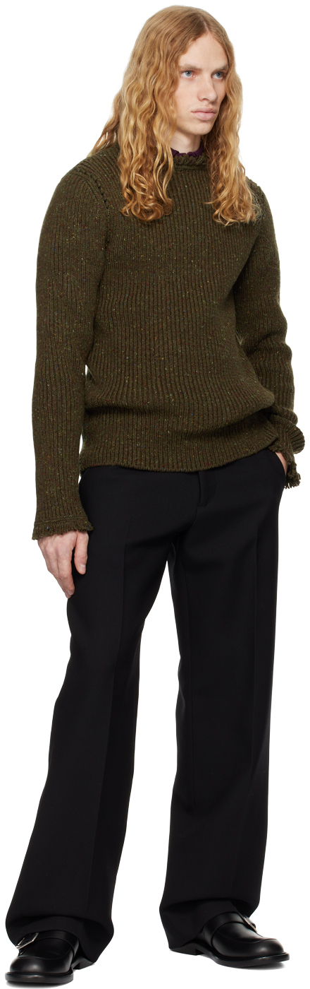 Burberry Green Wool Sweater In Furrow