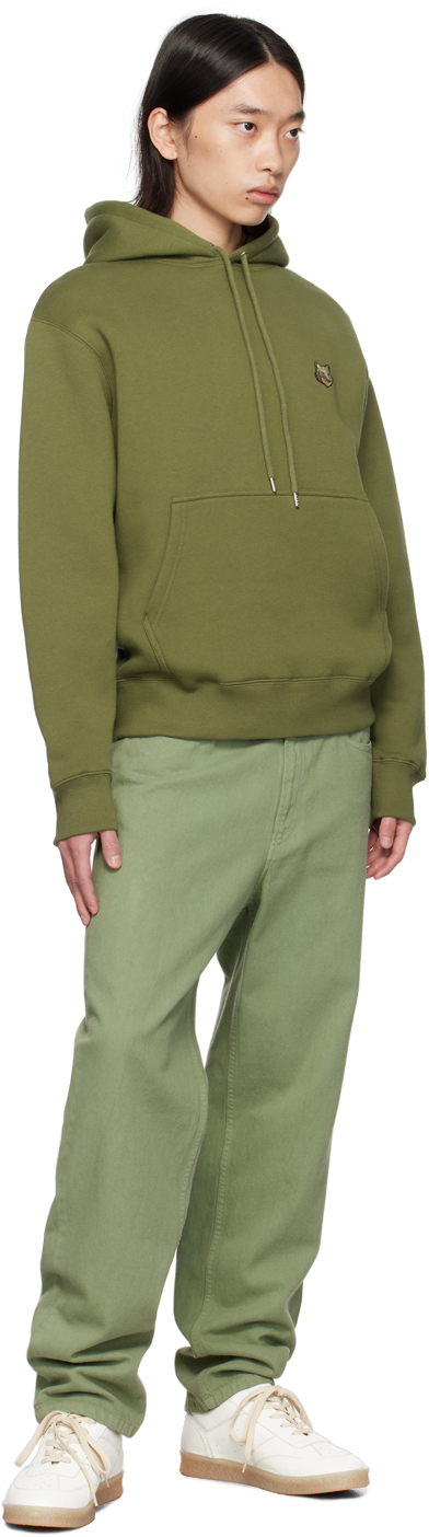 Maison Kitsuné Green Chillax Fox Hoodie In P384 Military Green
