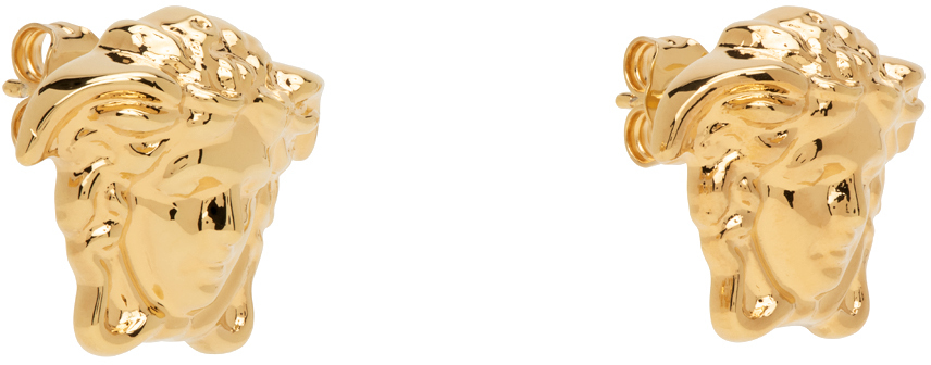 Shop Versace Gold Medusa Head Earrings In 3j000- Gold