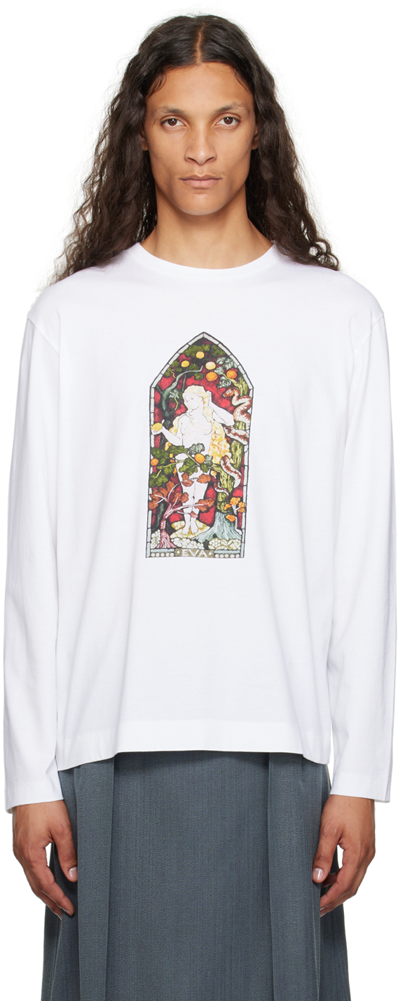 SIMONE ROCHA WHITE STAINED GLASS WOMAN LONG SLEEVE T-SHIRT