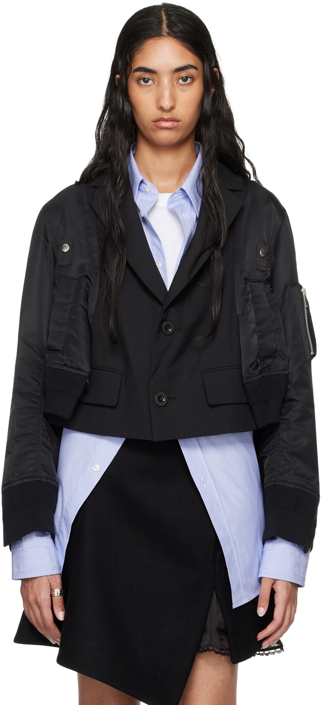 Sacai Black Suiting Blazer In 001 Black