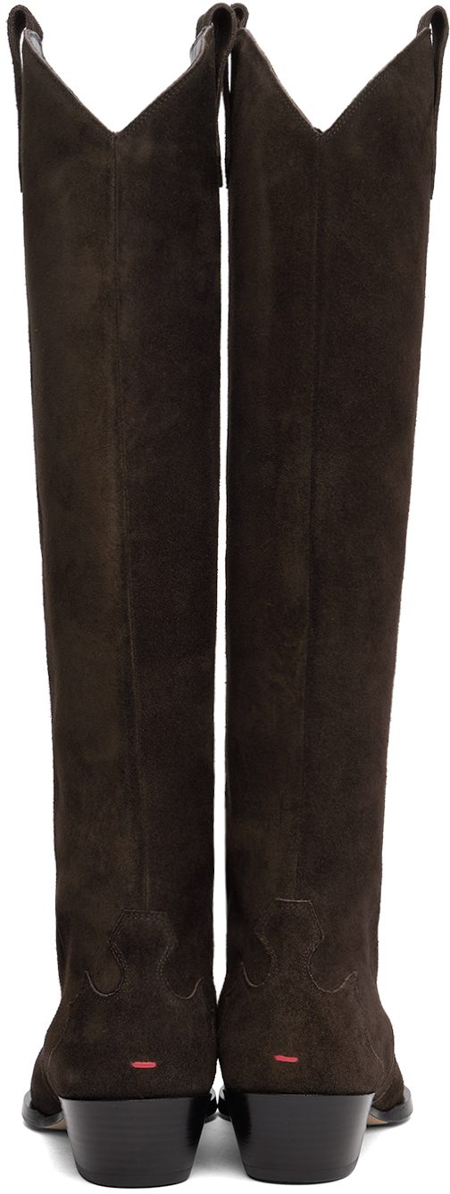 Aeyde Brown Aruna Suede Cowboy Tall Boots In Moka