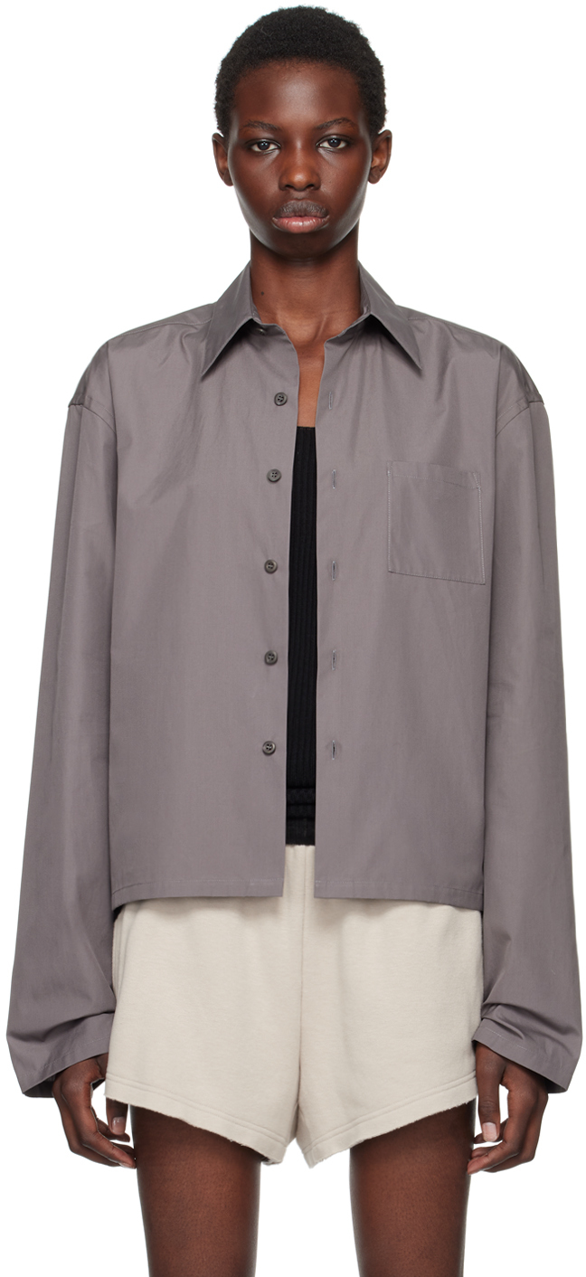 Rier Gray Popeline Shirt In Castelrock