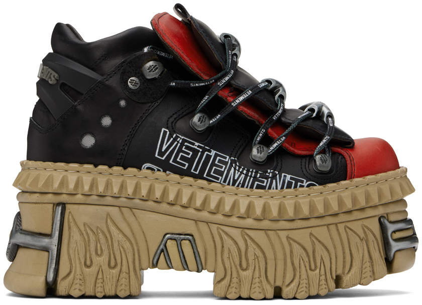 Vetements Black & Red New Rock Edition Platform Sneakers In Black / Logo Print